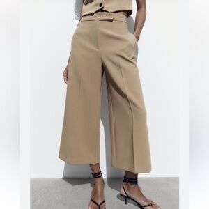 Zara Tan Wide-Leg Pants